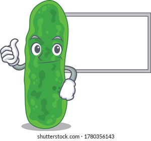 Humorous legionella micdadei cartoon design Thumbs up bring a white board