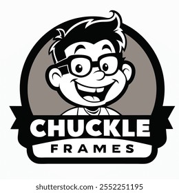 Logotipo humorístico para Quadros de Chuckle no fundo branco
