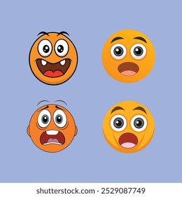 Ilustração humorística do vetor "Panic Emoticon" apresentando uma expressão frenética e de olhos arregalados, ideal para designs digitais engraçados, posts em mídias sociais e projetos divertidos. Escalável e pronto para uso.