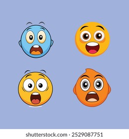 Ilustração humorística do vetor "Panic Emoticon" apresentando uma expressão frenética e de olhos arregalados, ideal para designs digitais engraçados, posts em mídias sociais e projetos divertidos. Escalável e pronto para uso.