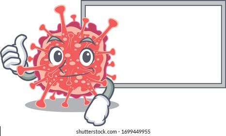 Humorous polyploviricotina cartoon design Thumbs up bring a white board