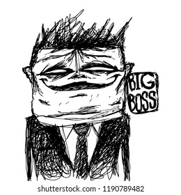 Humorous portrait of the main boss. Can be used for publications, posters and postcards.Can be used in social networks, for articles, publications, postcards, print, poster, sticker, on a T-shirt.