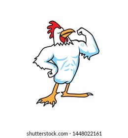 vector de caricatura de gallo fuerte o pollo