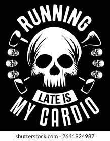Humorous Skull Design for Late Risers - Relatable Morning Cardio Art