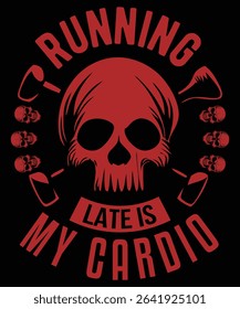 Humorous Skull Design for Late Risers - Relatable Morning Cardio Art