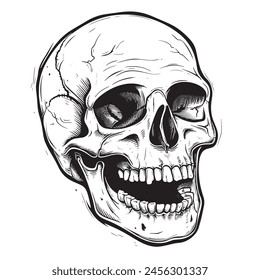 Humorous Skull Monoline Laughing Design