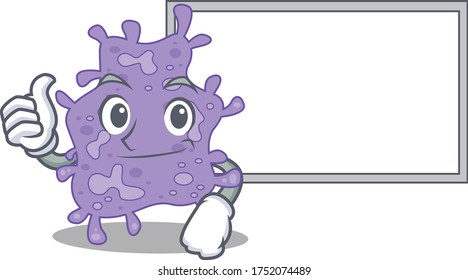 Humorous staphylococcus aureus cartoon design Thumbs up bring a white board