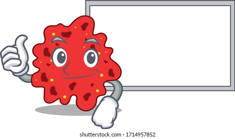 Humorous streptococcus pneumoniae cartoon design Thumbs up bring a white board