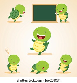 Humorous turtles. Vector illustration of turtles in different expressions.