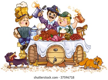 A humorous vector drawing of Oktoberfest festival