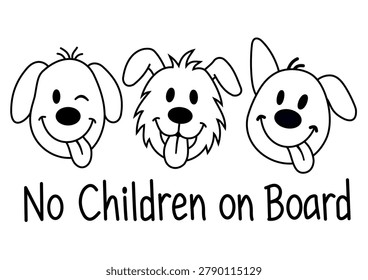 Humorous vector graphic featuring three happy dogs and the text 