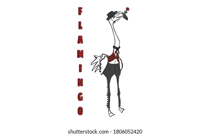 humorous vector illustration of flamenco dressed in traditional flamenco dress.