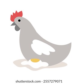 Humorous vector image of a chicken laying a fried egg