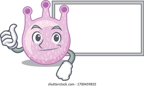 Humorous viridans streptococci cartoon design Thumbs up bring a white board