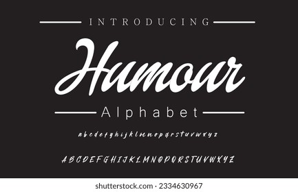 Humour  Lettering font isolated on black background. Texture alphabet in street art and graffiti style. Grunge and dirty effect.  Vector brush letters.