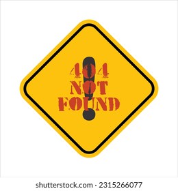 humour sign, yellow sign with 404 not found spray font, vector design