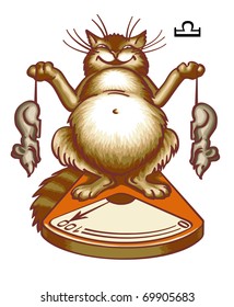 The humour zodiacal signs represented by means of images of cats