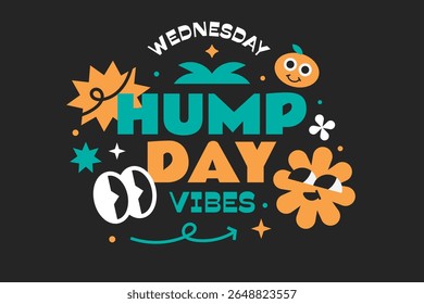 Hump day wednesday typography phrases date in y2k style related to gen z and millenials.
