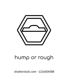 hump or rough sign icon. Trendy modern flat linear vector hump or rough sign icon on white background from thin line traffic sign collection, editable outline stroke vector illustration