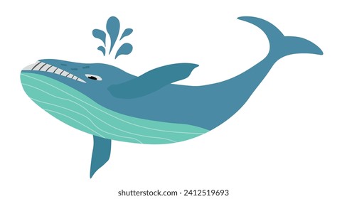 Humpback blue whale cartoon vector illustration