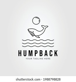 humpback ocean whale outline logo vector illustration design