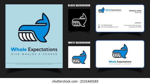 Humpback Orca Whale Logo Vector With Business Card Template