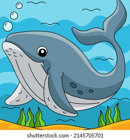 Humpback Whale Colored Cartoon Illustration Stock Vector (Royalty Free ...