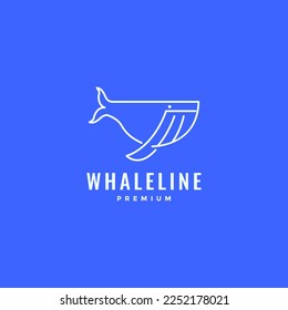 humpback whale fish creature ocean giant marine biota line art minimal logo design vector icon illustration template