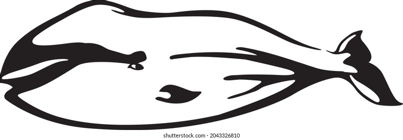 Humpback Whale Icon. Ocean Giant Logo. Vector Illustration, Black And White Drawing