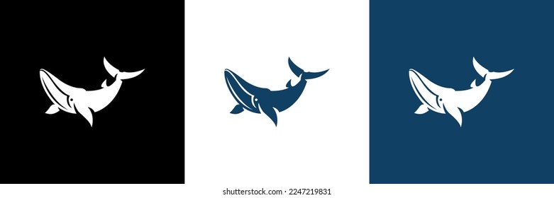 Humpback whale icon. Ocean giant logo. Vector illustration