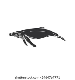 Humpback Whale Icon Silhouette Illustration. Sea Animals Vector Graphic Pictogram Symbol Clip Art. Doodle Sketch Black Sign.