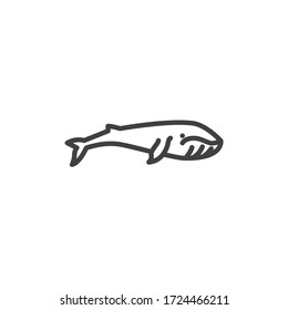 Humpback whale line icon. linear style sign for mobile concept and web design. Whale fish outline vector icon. Symbol, logo illustration. Vector graphics