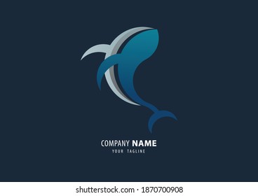 humpback whale logo flat style