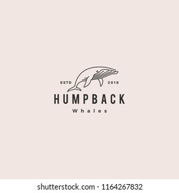 humpback whale logo hipster vintage retro icon vector illustration