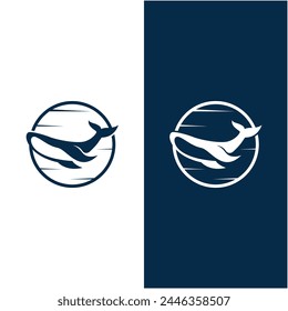 humpback whale logo hipster vintage retro icon vector illustration. this logo suitable for companies engaged in fishing, whale protection