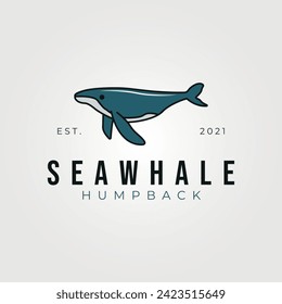 humpback whale logo vector vintage illustration design, whale cartoon symbol vector design