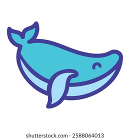 Humpback whale marine life icon illustration