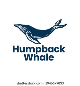 humpback whale outline monoline logo vector icon illustration