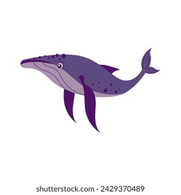 Humpback Whale Sea Mammal Cartoon Style Illustration