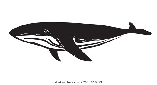 design de silhueta de baleia jubarte. símbolo de peixe grande.
