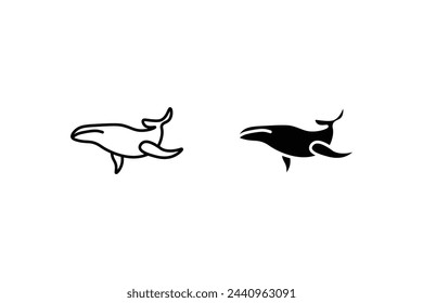 humpback whale silhouette design. sea mammal animal sign and symbol.