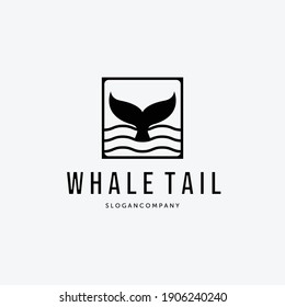 Vintage, diseño e ilustración de vectores con logotipo de cola de ballena jorobada con sirena