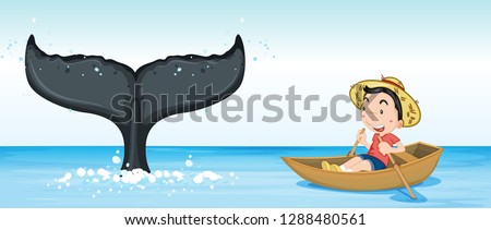 Similar – Image, Stock Photo Humpback whale tail with icy mountains backdrop Alaska