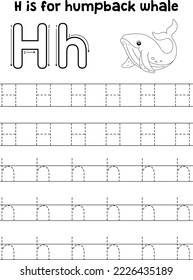 Humpback Whale Tracing Letter ABC Coloring H