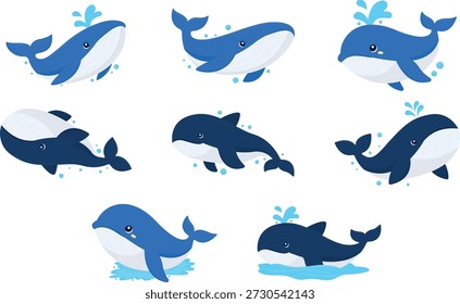 Un Vector de ballena jorobada con líneas suaves y un estilo tranquilo inspirado en el océano.
