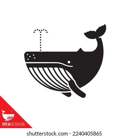 Humpback whale vector icon. Marine life and enedangered species symbol.