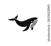 Humpback whale vector illustration design. Sea mammal animal sign and symbol. Whale silhouette.