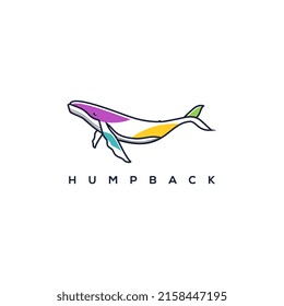 Humpback Whale vector logo design, line art