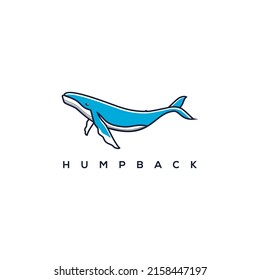 Humpback Whale vector logo design, line art