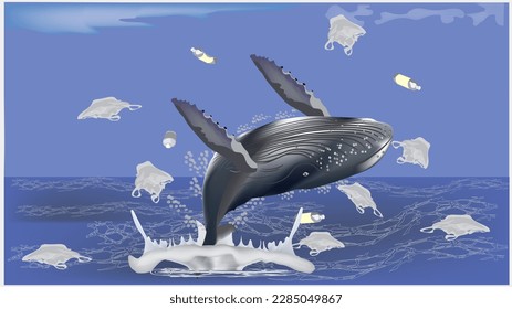 humpback whale,marine mammals in the ocean has to face the problem of urban waste and pollution.